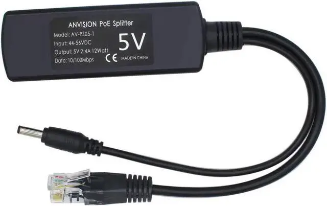 Alt view image 4 of 5 - 4-Pack 5V PoE Splitter, 48V to 5V 2.4A Adapter, Plug 3.5mm x 1.35mm, 5.5mm x 2.1mm Connector, IEEE 802.3af Compliant, for IP Camera and More