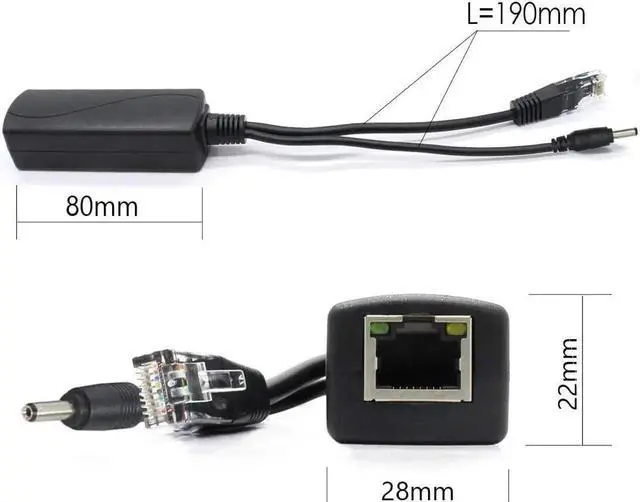 Alt view image 5 of 5 - 4-Pack 5V PoE Splitter, 48V to 5V 2.4A Adapter, Plug 3.5mm x 1.35mm, 5.5mm x 2.1mm Connector, IEEE 802.3af Compliant, for IP Camera and More