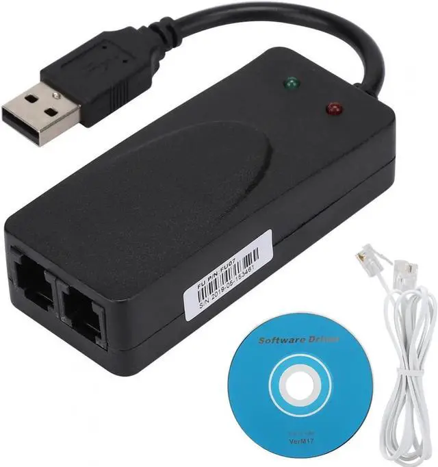 Main image of Fax Modem, Convenient External USB 2.0 56K Modem with Compatible at and Extended at Command Sets for Win 7/Win 8/Win 10/Win XP