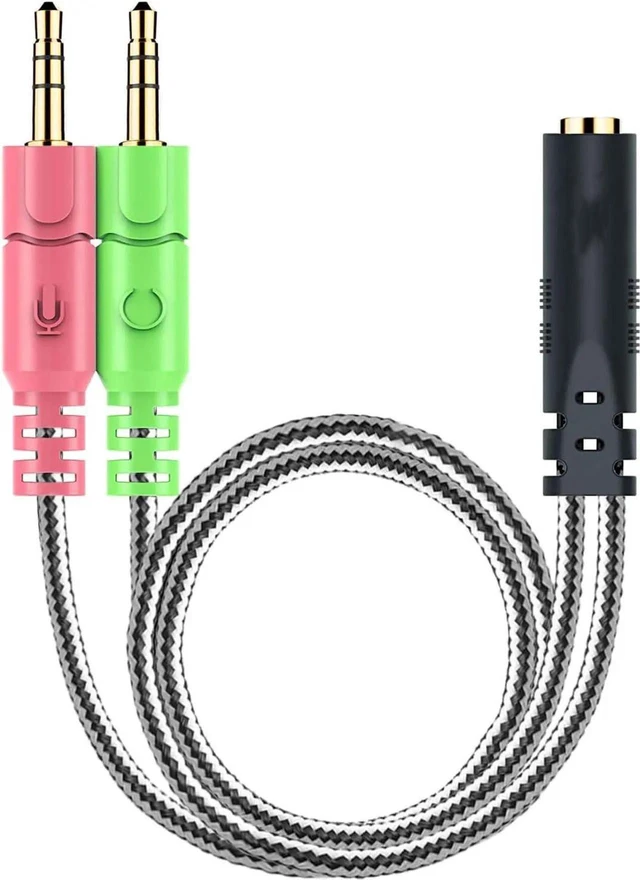Main image of Headphone Splitter for Computer CTIA 3.5mm TRRS Female to Dual TRS Male Mic Audio Jack Y Adapter Headset Splitter Cable for PC Laptop to Gaming Headset - 8inch/20cm