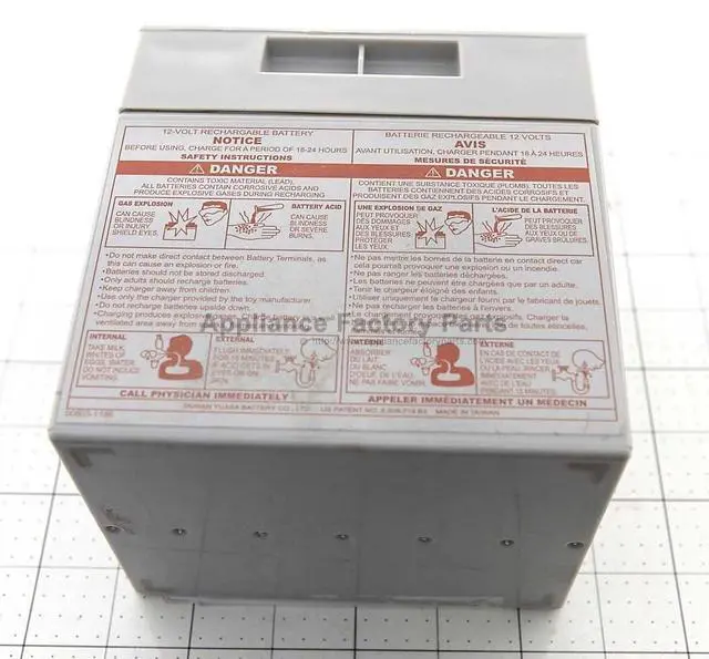 Alt view image 2 of 4 - Appliance Factory Parts 00801-0930 12V BATTERY FOR POWER WHEELS GRAY