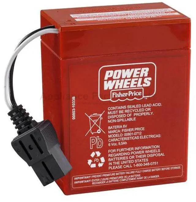 Alt view image 3 of 3 - Appliance Factory Parts 00801-0481 S6V BATTERY FOR POWER WHEELS RED
