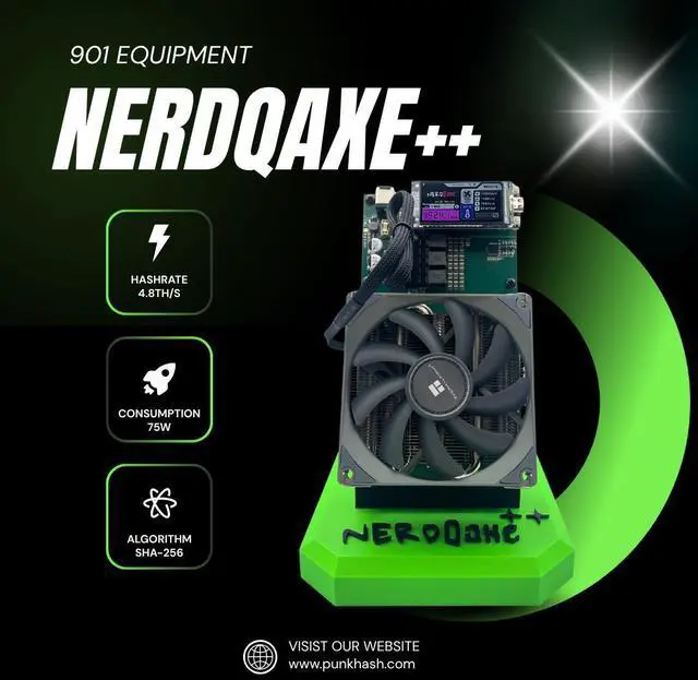 Main image of NerdMiner NerdQaxe++ Bitcoin Miner | BM1370 Chip | 4.8TH/s Hashrate | 76W Low Power Consumption | 40dB Quiet | WiFi Wireless Connection | Portable Mini Design