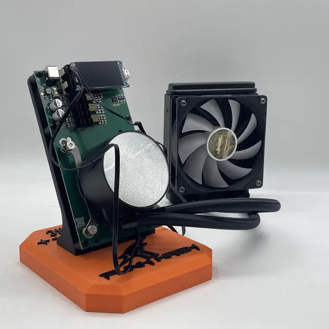Alt view image 4 of 4 - NerdMiner NerdQaxe++ Bitcoin Miner | BM1370 Chip | 4.8TH/s Hashrate | 76W Low Power Consumption | 40dB Quiet | WiFi Wireless Connection | Water Cooling