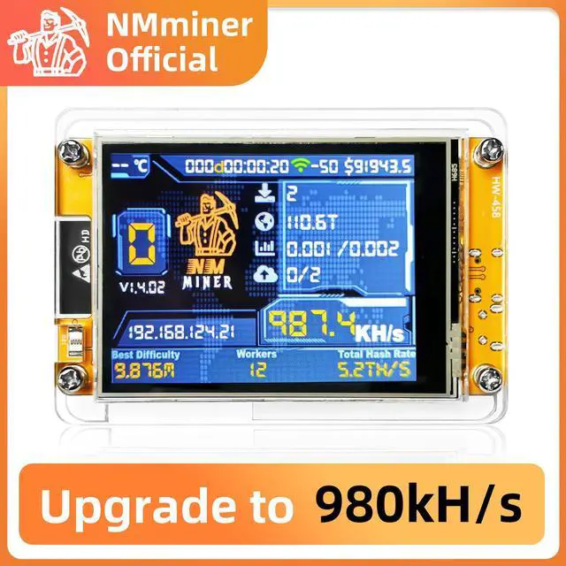 Main image of Bitcoin Miner NerdMiner V2 NMMiner ESP-WROOM-32 ESP32 Development Board 2.8 inch Smart Display Lucky Miner Hashrate Module 414KH/s Crypto Solo Lottery Miner Model #: 9359014255335