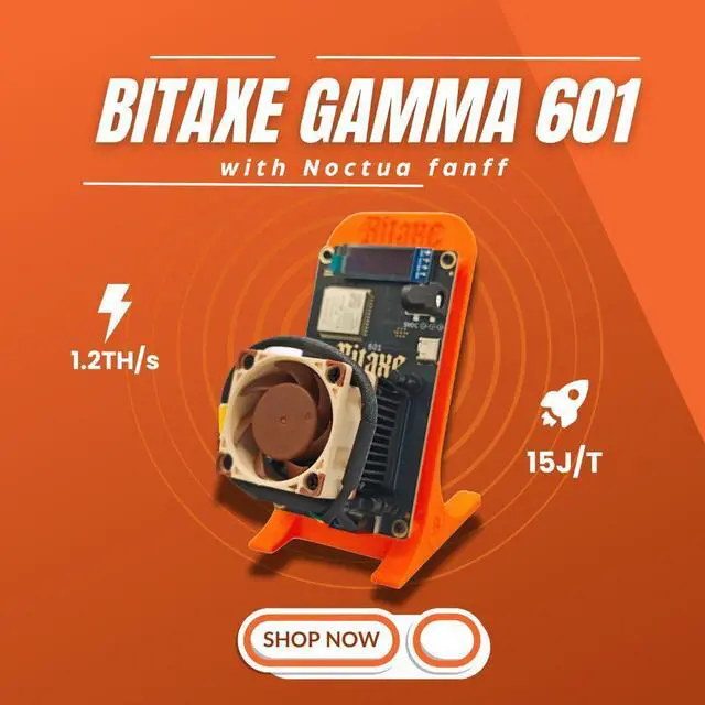 Main image of Bitaxe Gamma 601 with Noctua fan 1.2TH/s BM1370 SOLO Miner