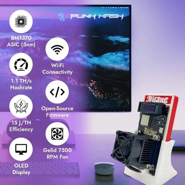 Main image of Bitaxe Gamma 601 Bitcoin (BTC) Solo Home Miner with Power Supply and Support BM1370 ASIC