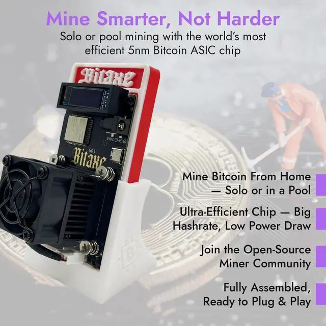 Alt view image 2 of 2 - Bitaxe Gamma 601 Bitcoin (BTC) Solo Home Miner with Power Supply and Support BM1370 ASIC