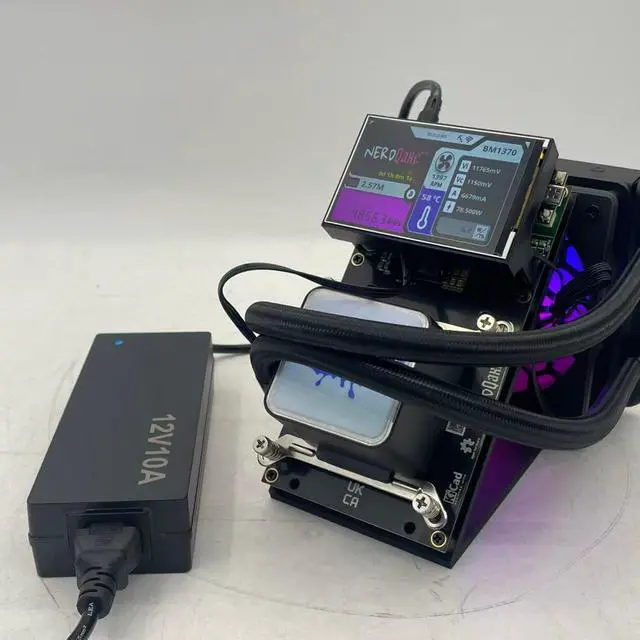 Alt view image 2 of 5 - Factory Bitaxe NerdQaxe++ 4.8TH/s Bitcoin Miner with 4 BM1370 ASICs, Solo BTC 95W, 2.4G WiFi, Large Display, Open Source Water cooling