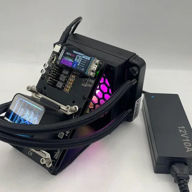 Alt view image 5 of 5 - Bitaxe NerdQaxe++ 4.8TH/s 95w Bitcoins Miner 4 PCS BM1370 Asic Chip Solo BTC miner With 120W power supply