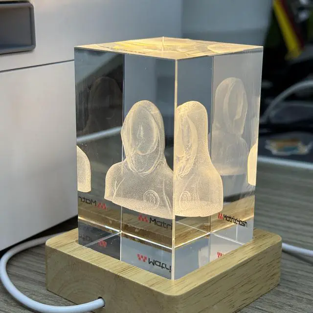 Alt view image 3 of 4 - Crystal Satoshi Nakamoto Statue with Colorful LED Light Effect, Bitcoin Founder, High-Tech Desktop Decor