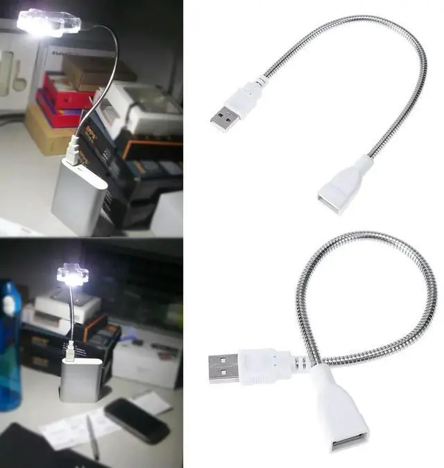 Alt view image 3 of 3 - USB Male to Female Extension LED Light Adapter Cable Metal Flexible Tube