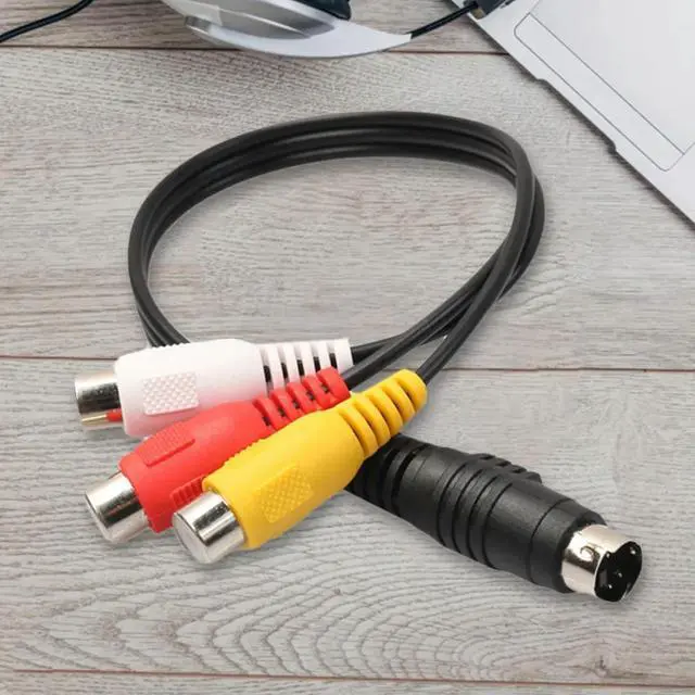 Alt view image 2 of 3 - 4 Pin S-Video To 3 RCA Audio Video Composite Extension Cable 28 Cm/11 Inch Female Audio Cable Copper Core for Computer Laptop