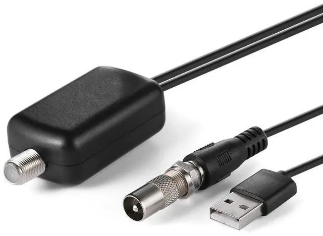 Alt view image 2 of 3 - HDTV Signal Amplifier Professional Indoor HD Digital TV Antenna Amplifier Low Noise 25dB High Gain Adapter with USB Power Supply