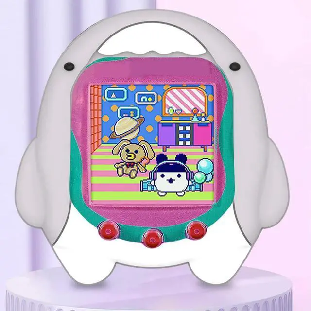Alt view image 2 of 3 - Silicone Case Anti-drop Protective Cover with Lanyard Shockproof Cartoon Shark Shape for Tamagotchi Uni 2023 Virtual Pet Machine