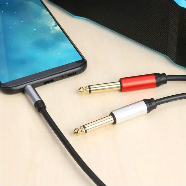 Main image of 1.8m 3.5mm To Double 6.35mm TRS Cable Gold Plated 3.5mm TRS To 6.35mm TS Adapter Audio Stereo Cable for Mixer Amplifier Speaker