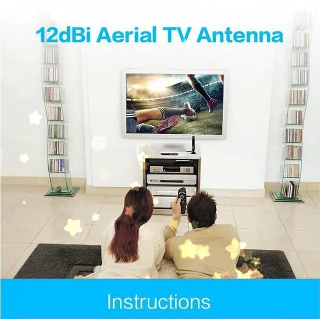 Alt view image 2 of 3 - 12dBi 1080P TV Antenna HD Receiver 50 Miles Digital HDTV Booster Indoor Aerial