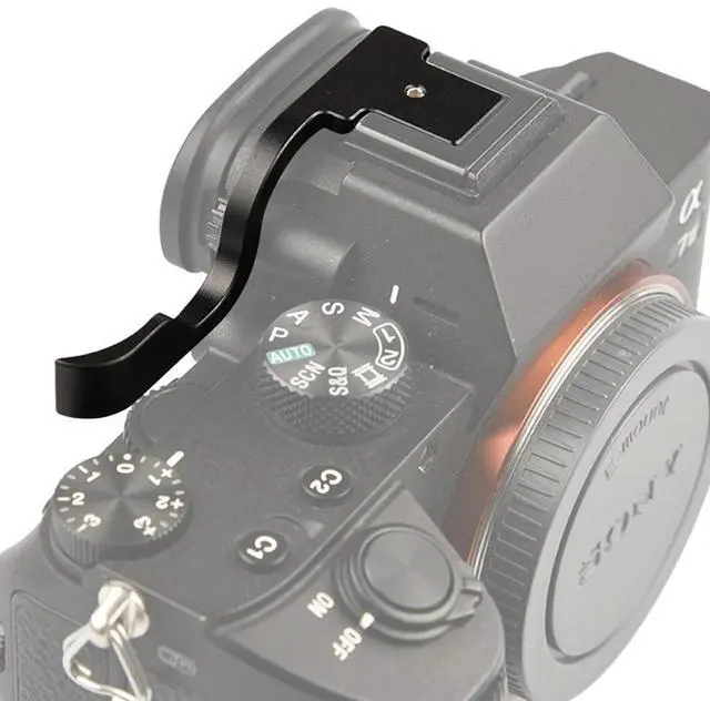 Alt view image 2 of 3 - Black Color Thumb-up Grip Thumb Rest Support Holder Metal Hot Shoe Thumb Up Rest Hand Grip for A7 A7RII A7M2 A7SII A7R3