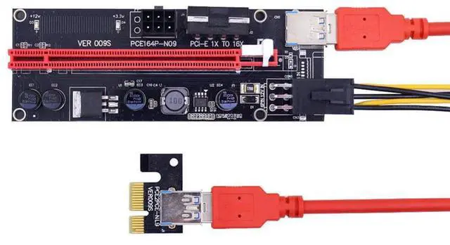 Alt view image 2 of 3 - Ver009S USB 3.0 PCIe 1X to 16X Riser Card Adapter SATA 15Pin to 6Pin Power Cable