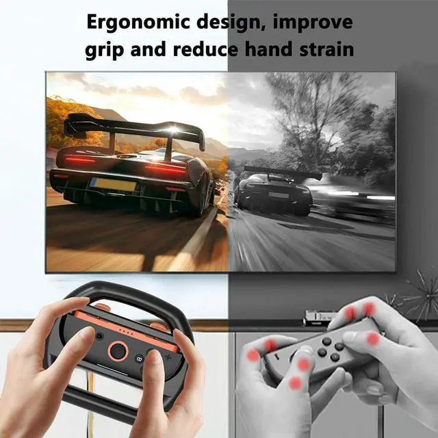 Alt view image 3 of 3 - 2 Pcs Racing Steering Wheels for Nintendo for Switch 2 Controller Game Grip Handle Left and Right Game Steering Wheel