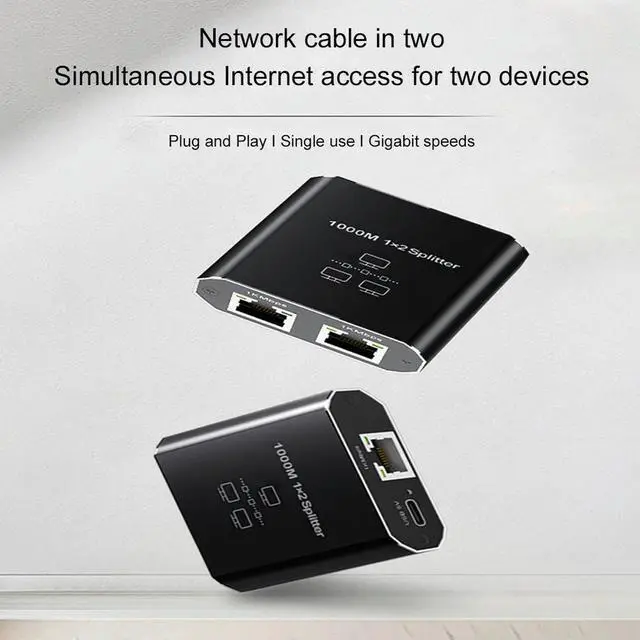 Main image of Ethernet Splitter 1 To 2 1000Mbps Internet Cable Splitter Gigabit RJ45 LAN Network Extension for Cat8/7/6/5e/5 Cable