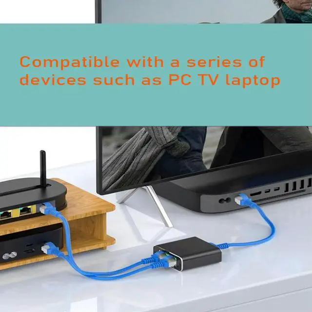 Alt view image 3 of 3 - Ethernet Splitter 1 To 2 1000Mbps Internet Cable Splitter Gigabit RJ45 LAN Network Extension for Cat8/7/6/5e/5 Cable