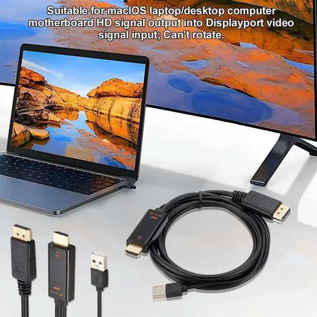 Alt view image 3 of 3 - 1.8M HDMI-Compatible To DP Converter Adapter Cord 4K 60Hz HDMI-Compatible To Displayport Adapter for Computer PS3 Xbox Monitor