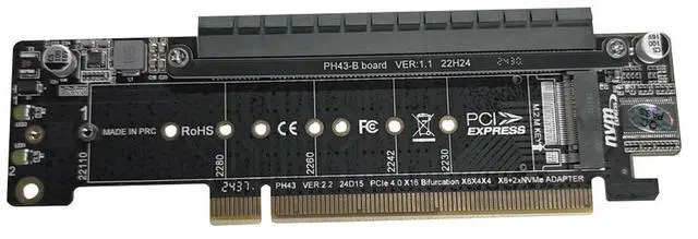 Main image of PCIe X16 To X8+X4+X4 Splitter Card Adaptor M.2 NVMEx2 Input Ports M.2 PCIE Adapter Support 2280/2260/2242/2230 SSD