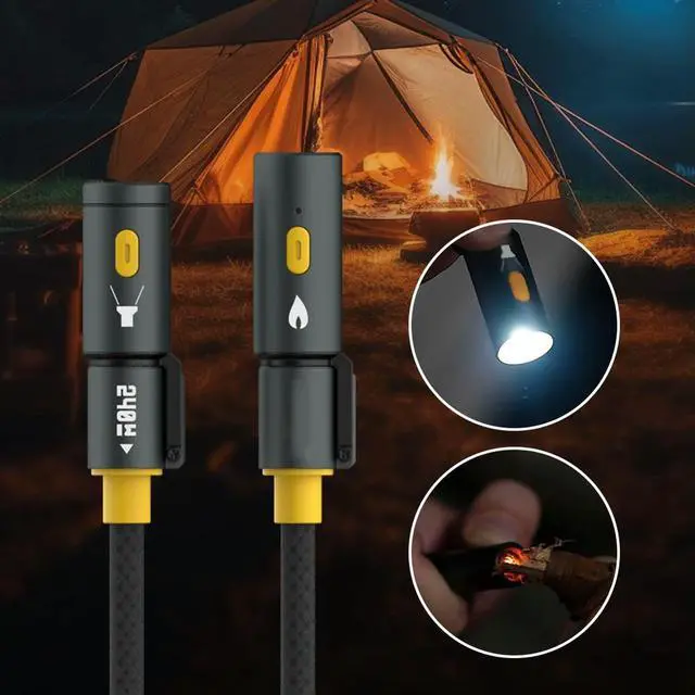 Alt view image 2 of 3 - 240W USB C Multi Charging Cable with Lighter & LED Light Multiple Charger Cord for 16 Pro Max/Pad/Phones/Tablets/Laptop
