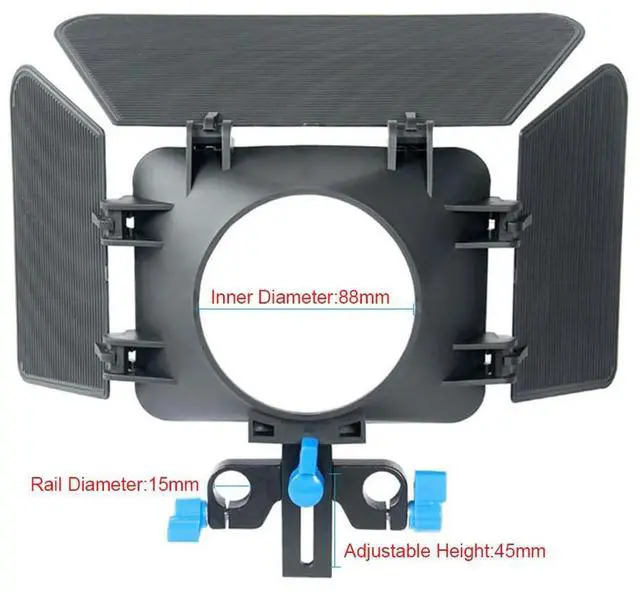 Alt view image 2 of 3 - M1 Matte Box Camera Shade for 15mm Rail Rod Follow Focus Rig Cage Camera