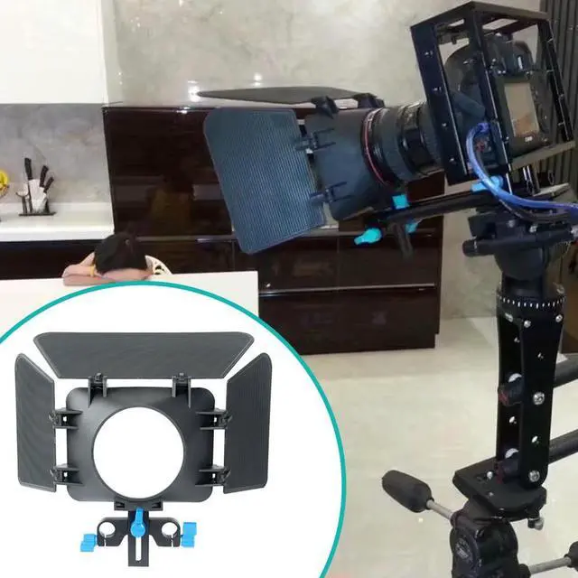 Alt view image 3 of 3 - M1 Matte Box Camera Shade for 15mm Rail Rod Follow Focus Rig Cage Camera