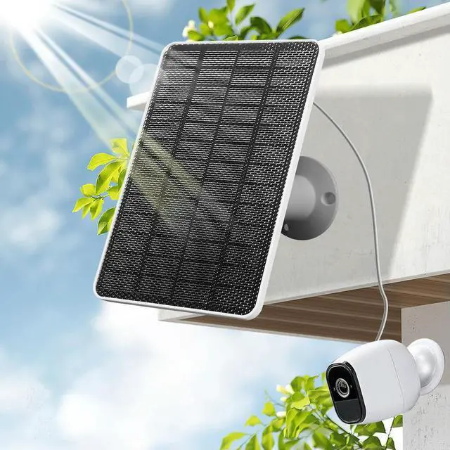 Alt view image 2 of 3 - 10W Solar Panel with Charging Cable Monocrystalline 360 Adjustable Bracket IP65 Waterproof for Wireless Outdoor Security Camera