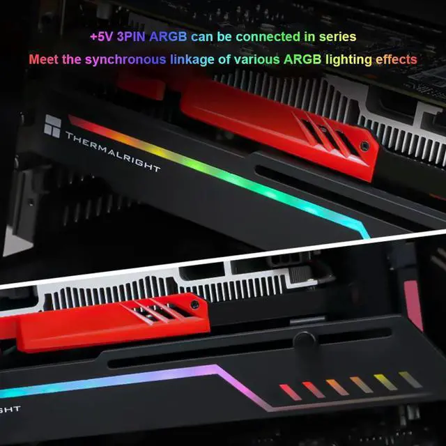 Alt view image 3 of 3 - ARGB Graphics Card Support Frame 5V 3PIN Serial GPU Bracket GPU Support Bracket for PC Computer Case