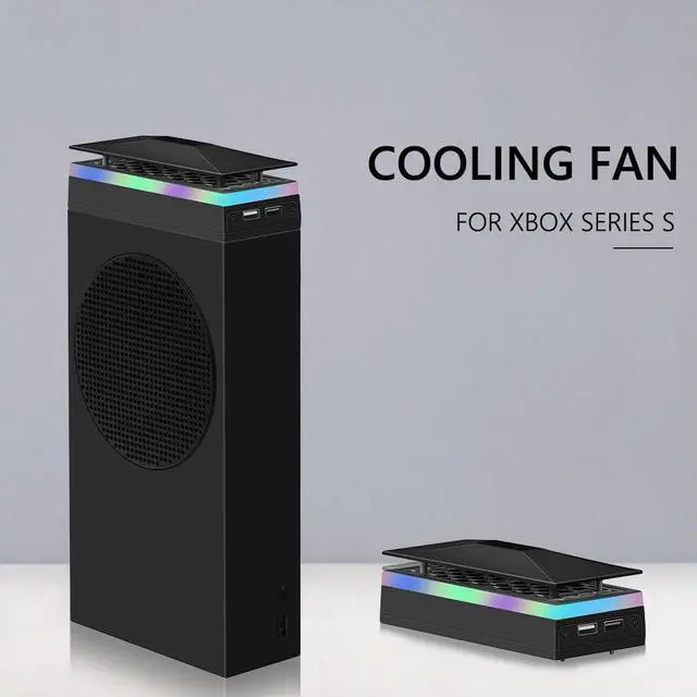 Alt view image 3 of 3 - Upper Cooling Fan Cooler 7 RGB LED Light Modes Top Dust Proof Cooler Fan 2 USB Ports Touch Switch 3 Gears for Xbox Game Console