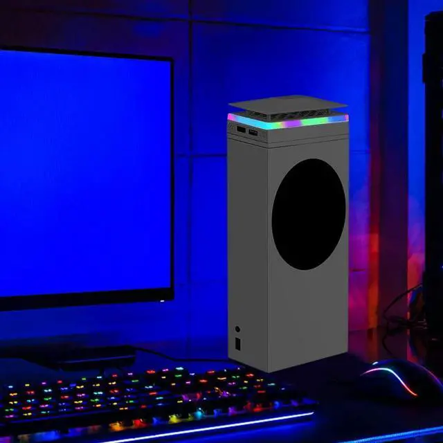 Alt view image 2 of 3 - Upper Cooling Fan Cooler 7 RGB LED Light Modes Top Dust Proof Cooler Fan 2 USB Ports Touch Switch 3 Gears for Xbox Game Console