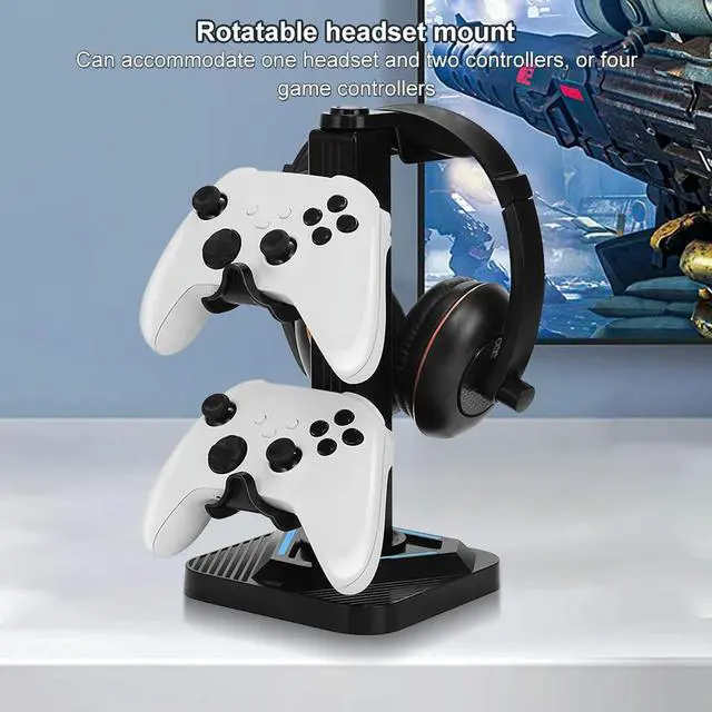 Main image of RGB Gaming Headphones Stand 8 Lighting Effects Headset Gamepad Stand Controller Stand for Switch PS Xbox Game Controller