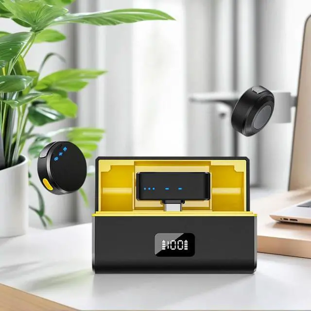 Alt view image 2 of 3 - Wireless Lavalier Microphone with Magnetic Clip Mini Mic with Noise Cancellation Plug and Play Wireless Mic