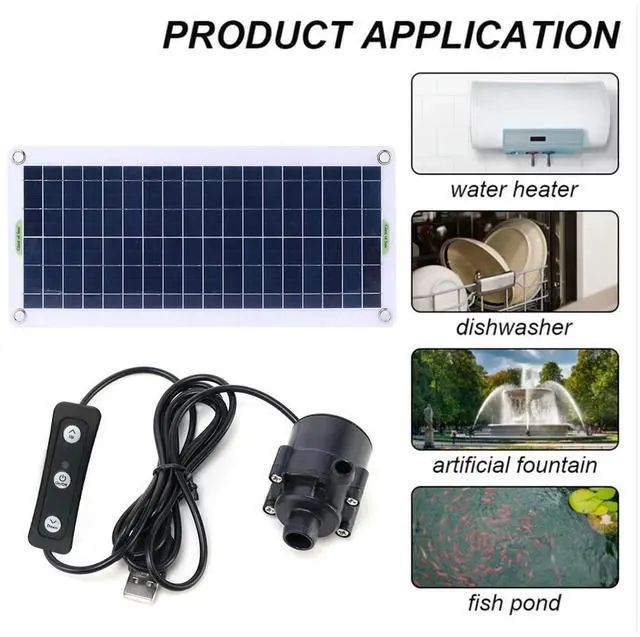 Alt view image 3 of 3 - 19W 800L/H Fountain Panel Pump with Adjustment Switch PET Solar Power Panel Water Pump Solar Panel Water Pump Kits for Fish Tank