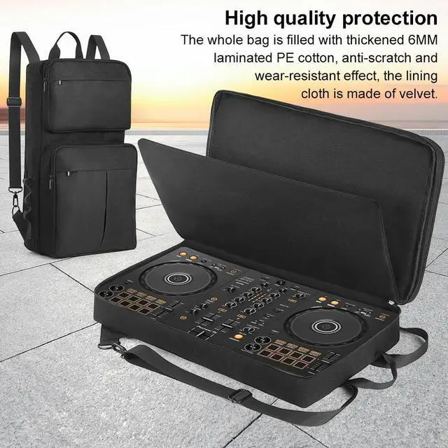 Alt view image 2 of 3 - DJ Backpack for Pioneer DDJ-400 DDJ-FLX4/Roland DJ-202 DJ Controller Carrying Case Adjustable Strap Travel Storage Bag