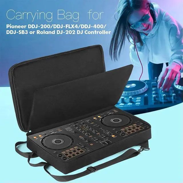 Alt view image 3 of 3 - DJ Backpack for Pioneer DDJ-400 DDJ-FLX4/Roland DJ-202 Carrying Case Portable Storage Bag Anti-scratch Adjustable Shoulder Strap