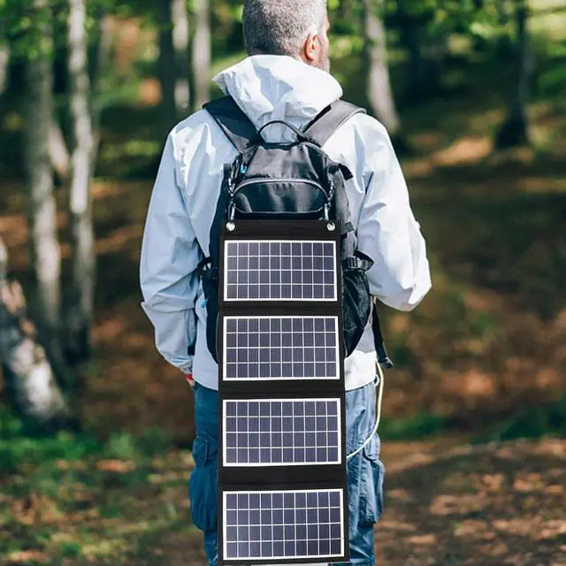 Alt view image 2 of 3 - Dual USB Portable Solar Charger Waterproof Foldable Outdoor Solar Panels Lightweight with 2 Buckles for Phone Power Bank