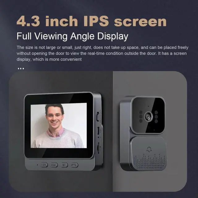 Alt view image 3 of 3 - Video Doorbell Video Intercom Wireless Door Bell 1080P IR Night Vision 2.4G 4.3inch IPS Screen for Villa Home Office Apartment