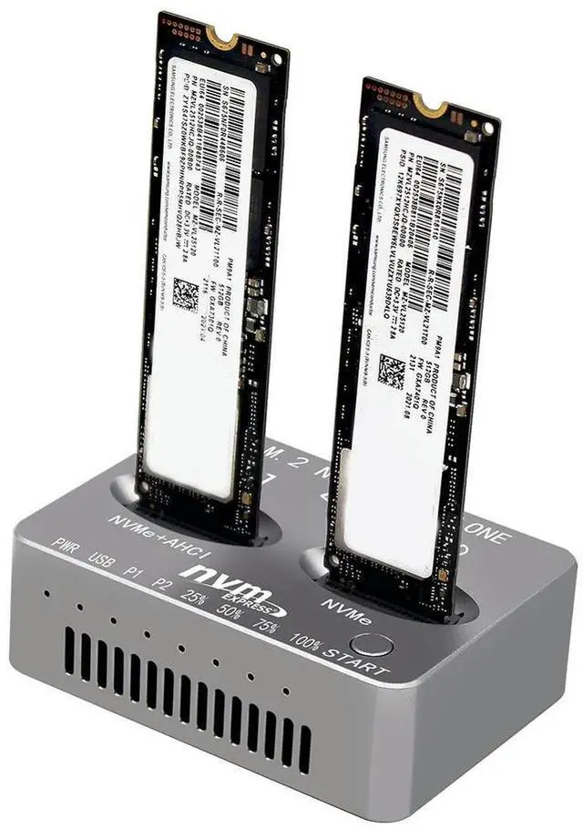 Main image of Dual Bay M2 NVME SSD Clone Enclosure with USB 3.2 Type C for Fast Data Backup and Transfer Speeds up to 1700MBs
