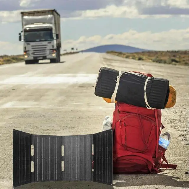 Alt view image 2 of 3 - 60W Folding Solar Panel IP65 Waterproof Foldable Solar Charger Monocrystalline Solar Charger Outdoor Phone Power Bank for Phones