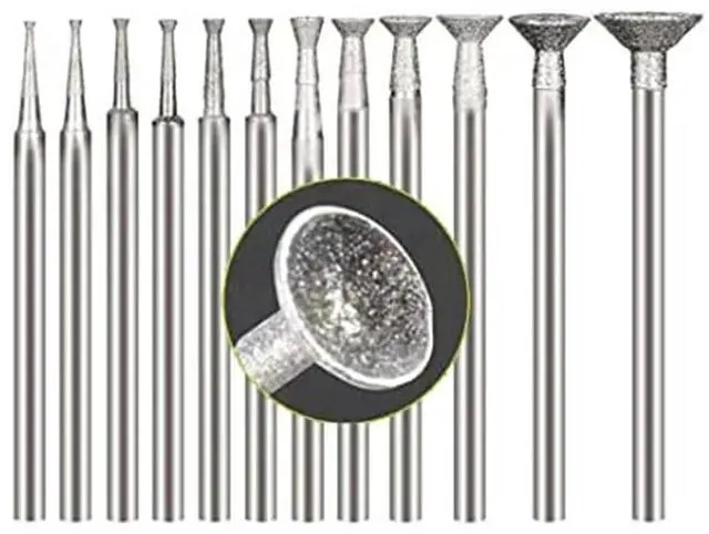 Alt view image 5 of 7 - Bowl Shape Diamond Grinding Burr Fits for Rotary Tool Includes for Dremel with 2.35mm Shank (Pack of 12)