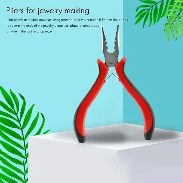Alt view image 5 of 7 - 1 Pack 45 Steel Jewelry Bead Crimper Tools Crimping Press Plier for Jewelry Making Red