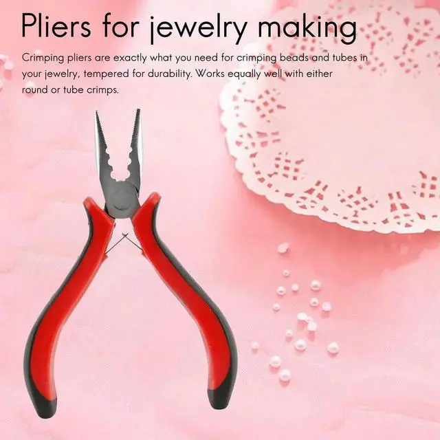 Alt view image 7 of 7 - 1 Pack 45 Steel Jewelry Bead Crimper Tools Crimping Press Plier for Jewelry Making Red