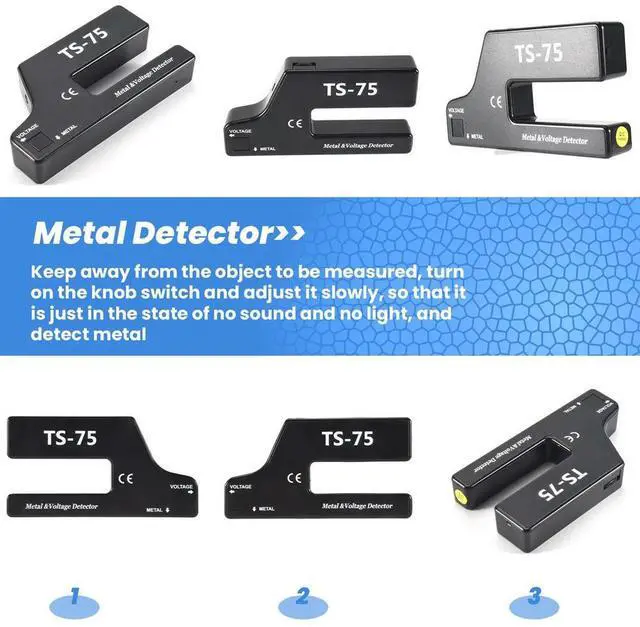 Alt view image 7 of 7 - Handheld Metal Voltage Detector, Cable Pipe Wire Detection, Pipeline Wiring Detector TS-75