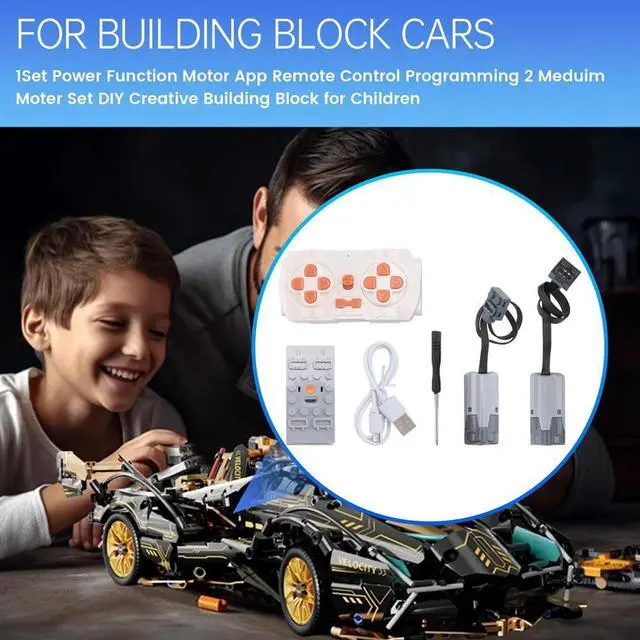 Alt view image 7 of 7 - 1Set Power Function Motor App Remote Control Programming 2 Meduim Moter Set DIY Creative Building Block for Children