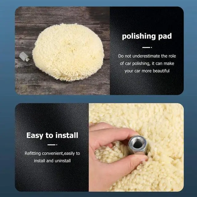 Alt view image 7 of 7 - 7 Inch Double Sided Wool Polishing Pad Buffing Pad with 5/8 Inch Bolt Wool (Pack of 1)